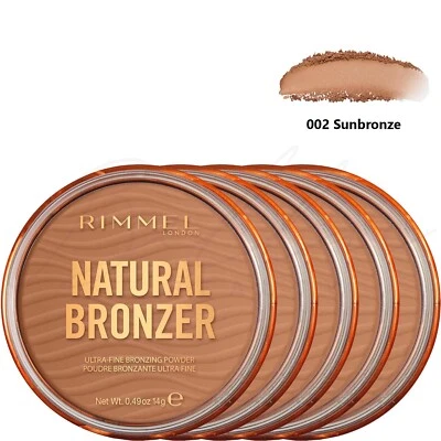 RIMMEL Natural Bronzer Ultra-Fine Bronzing Powder - 002 Sunbronze *PACK OF 5* - Image 1 of 4