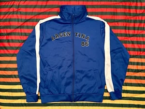 NWOT VINTAGE 90s Argentina 86 Track Jacket Mens L Windbreaker Messi World Cup - Picture 1 of 5
