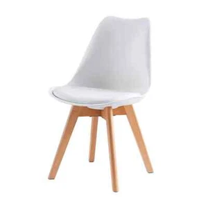 Pair Tulip Dining Chairs Wooden Home Office Kitchen x2 - Picture 1 of 3