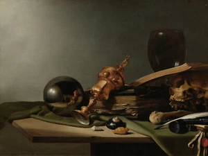 Vanitas Still Life Student of Pieter Claesz Skull Painting Poster Art Print - Picture 1 of 1