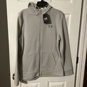 Under Armour Herren Fleece Kapuze Jacke mit durchgehendem Reißverschluss beige groß Luxus neu - Bild 1 von 1