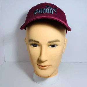 Puma Baseball Cap Embroidered Logo Adjustable Unisex Burgundy New - Picture 1 of 5