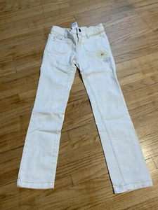 Old Navy Girl 7 Skinny Jeans White Embroidered Flowers - Picture 1 of 5