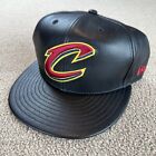 Cleveland Cavaliers Faux Leather New Era Hat Fitted Sz 7 5/8 Cap Black NWT