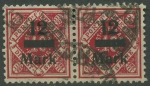 Marcas de servicio de Württemberg 1922/23 con impresión 161 par horizontal sellado - Imagen 1 de 1