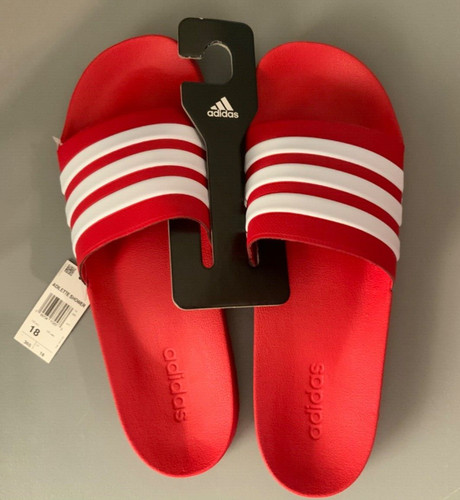 SANDALI ADIDAS UOMO TAGLIA 18 ADILETTE SLIDES ROSSI BIANCHI SPORT NUOVI