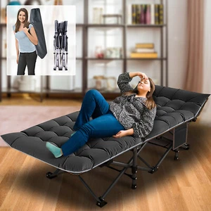 Folding Camping Bed Military Cot Heavy Duty Sleeping Cot W/Bag Removable Cushion - Picture 1 of 16