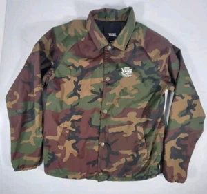 Vans Jacket Youth Medium Camouflage Torrey Windbreaker Snap Button Mock Neck - Picture 1 of 8