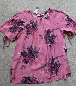 Loft Women’s Pink Floral Paisley Blouse Short Sleeve Boho Shirt Top Size Small - Picture 1 of 17