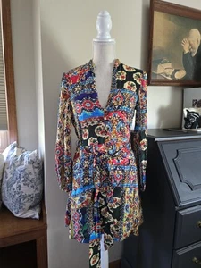 Zara Size Small Colorful Belted Waist Lined Dress - Picture 1 of 8