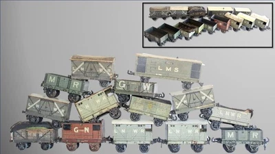 Large British Lot of 14 Carette for Bassett-Lowke Tin Lithographed 0-gauge Stock - Image 1 of 4