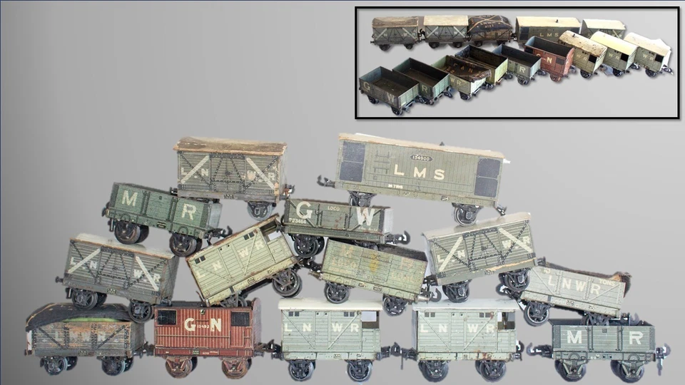 Large British Lot of 14 Carette for Bassett-Lowke Tin Lithographed 0-gauge Stock - Image 1 of 4