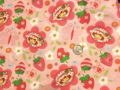 Vintage Strawberry Shortcake 3 Yds + 14" x 44" W Flannel Fabric 2004 By Spectrix - Image 1 of 3