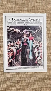 Figurina originale La Domenica del Corriere 1946 Sfilata di moda su aereoplano - Picture 1 of 1