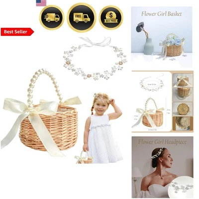 Juego de tocados de canasta de niña florista accesorios de boda de niña flor Foto 1 de 4