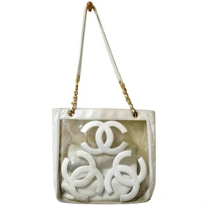 Chanel Triple Coco Mark Clear/White Shoulder Bag Q8 - Picture 1 of 14