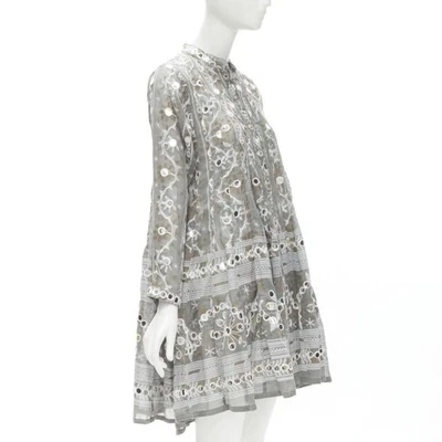 Chaqueta JULIET DUNN LONDON Gris Estampado Floral Plata Pailette Dobladillo Acampanado US2 S Foto 1 de 4