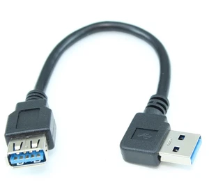 6 inch RIGHT-Facing ANGLED USB 3.0 Type-A Male to USB 3.0 Female Cable  Black - Picture 1 of 2