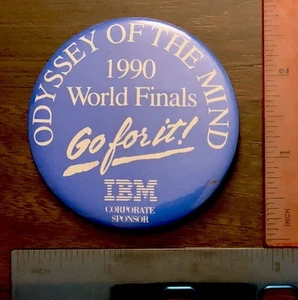 Vintage Pinback Button Odyssey Of The Mind World Finals IBM PC 2.25 inch - Picture 1 of 2