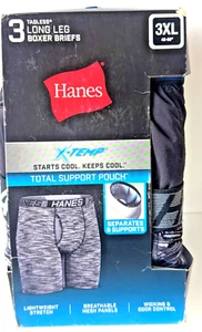 Hanes Men's Long Leg Ultimate Comfort Total Support Pouch Boxer Briefs 3XL Multi - Picture 1 of 9