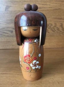 Japanese Creative KOKESHI Wooden Doll Girl 7" H Dream Flower Signed - Picture 1 of 6