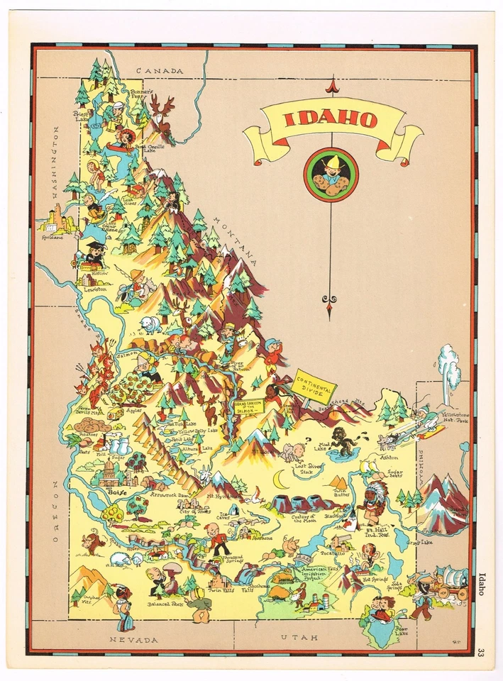 MAPA ORIGINAL GEOGRAFÍA GAY RUTH TAYLOR IDAHO BOISE PICTÓRICO 1935 EXCELENTE N67 Foto 1 de 1