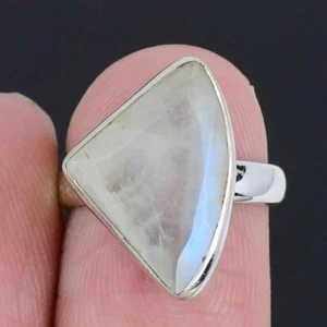 Rainbow moonstone faceted Gemstone Sterling Silver Cluster Ring Jewelry Size 5.5 - Picture 1 of 7