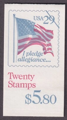 US Scott BK196 MNH 1992 $5.80 Booklet 2 Panes 10x29¢(2593a) Flag & Pledge - Image 1 of 2