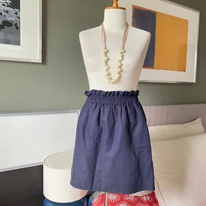 - J. Crew Elastic Waist Band Linen and Cotton Navy Skirt Preppy with  US0 - Picture 1 of 6