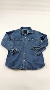 Gap Shirt Teen Youth 14-16 Blue Denim Flap Pocket Long Sleeve Collar Snap Button - Picture 1 of 9