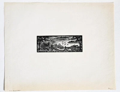 E.W. Bloque de madera Bartlett WPA Era años 30 - 40 9 3/8 pulgadas X 7 1/2 pulgadas Foto 1 de 3