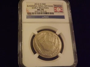 2014-D 50c Baseball Hall Of Fame Early Releases NGC MS 70 - Picture 1 of 2