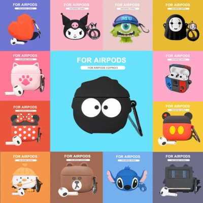 Linda funda de silicona para auriculares de dibujos animados para Airpods Pro 1/2 cubierta para Airpods 1 2 3 Foto 1 de 4