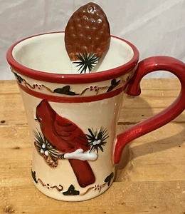Chesapeake Bay Cardinal coffee mug with spoon NWOB Christmas - Picture 1 of 6