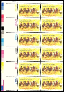 Scott 1528, Horse Racing Issue Plate Number Block of 12 from 1974 - MNH - Picture 1 of 1