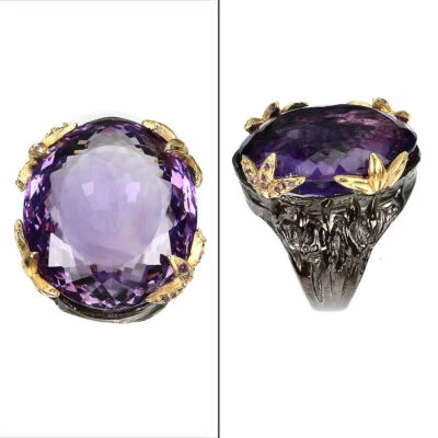 Shola Vero Naturalenaturale Lilla Ametista Anello Tgl 18,5 Argento Sterling R670 - Immagine 1 di 3