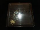 S0237 Japanese Wooden Lunch Table Vintage Gourd Interior Square Signed