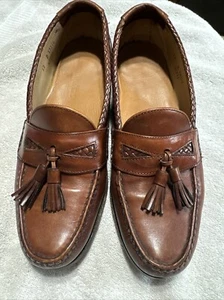 Allen Edmonds Maxfield Brown Leather Loafers Mens Sz 12 D Tassel Loafers 47716 - Picture 1 of 13