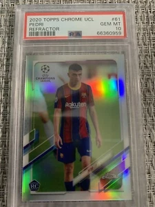 2020-21 Topps Chrome UCL Pedri Refractor Rookie RC #61 PSA 10 FC Barcelona Spain - Picture 1 of 2
