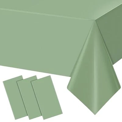 Pack Sage Green Plastic Tablecloths for Rectangle Tables, Light Green 3 - Image 1 of 4