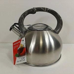 Frigidaire 3.2 Qt Whistling Tea Kettle Brushed Stainless Granite-look Handle NWT - Picture 1 of 11