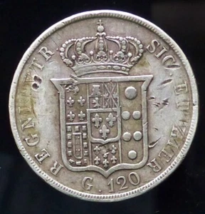 Italy Kingdom of the Two Sicilies 120 Grana Ferdinand II 1851 Naples 27.33 GRAMS - Picture 1 of 2