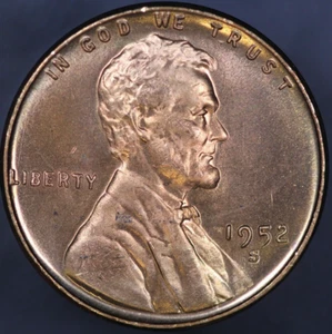 1952 S LINCOLN CENT BU FRESH FROM AN ORIGINAL ROLL-PROOF LIKE- LOT AA-7391 - Picture 1 of 2