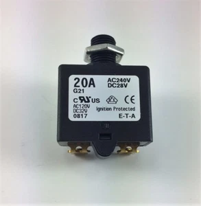 ETA 20 Amp Push To Reset Breaker with Quick connect terminals - Picture 1 of 1