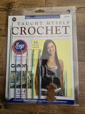 NEW Boye I Taught Myself to Crochet Book Hooks Needles Ring & Stitch Marker Set  - Image 1 of 4