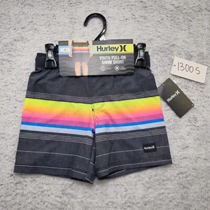 Hurley Swim Shorts Youth Boys Size 4 Multi Striped Upf50+ 4 Way Stretch Pull On - Picture 1 of 9