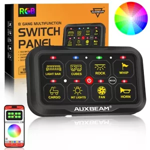 AUXBEAM RGB 8 Gang Switch Panel Offroad Truck Light Bar On-Off 3 Modes Control - Foto 1 di 10