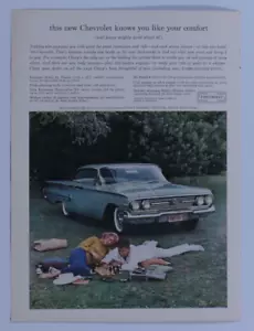 1960 Chevrolet Bel Air Sports Coupe Vintage Green Original Print Ad - Picture 1 of 6