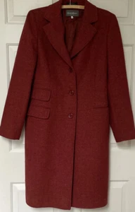 Made In Italy Quinta Luna  Size 14 Red Orange Wool Coat Sloane Rangers - Picture 1 of 14