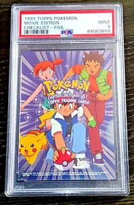 1999 Topps Pokemon Movie Edition Checklist Foil PSA 9 Mint - Picture 1 of 4